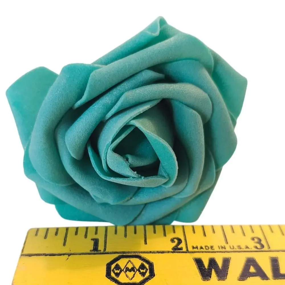 Teal Foam Roses Artificial Flowers 24pc 3in Wedding Craft Floral Stems 10in